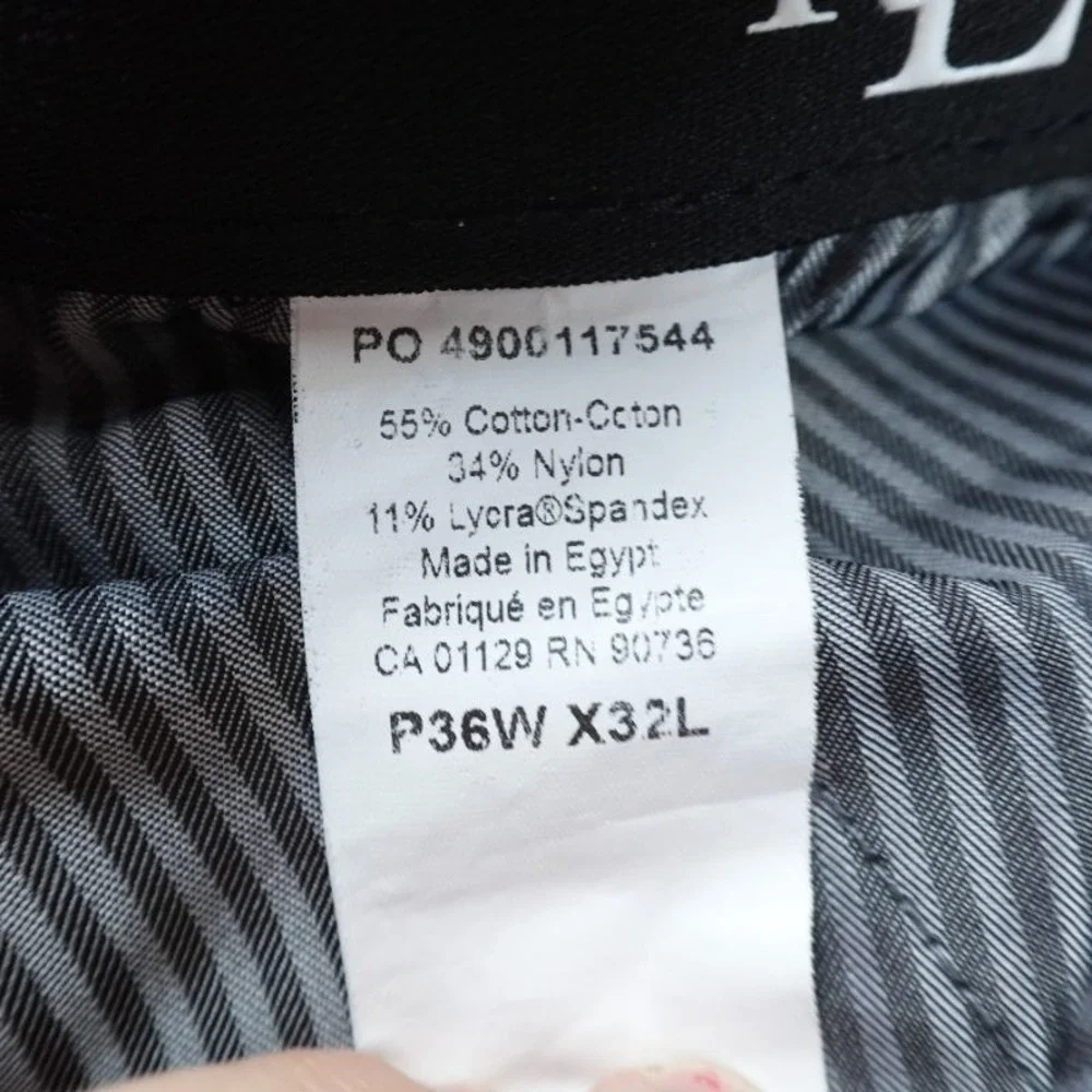 Ralph Lauren Pants Mens 36X32 Black Chino Trouser Flat Front Stretch Performance